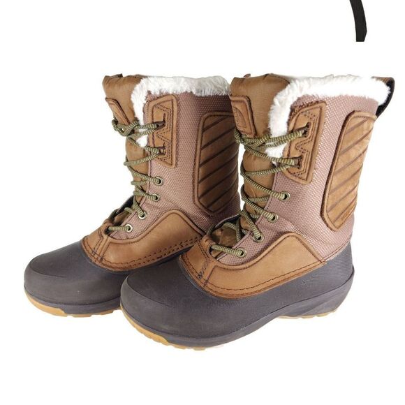 The North Face Women’s Shellista IV US6,5 Brown Leather Faux Fur Winter Boots - Picture 1 of 12